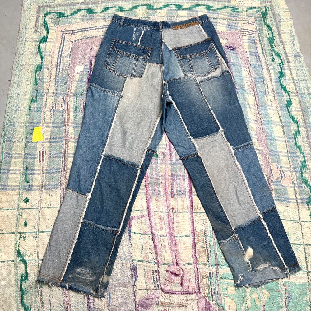 Vintage Akademiks Patch Work Baggy Skater Grunge Jeans 36x32